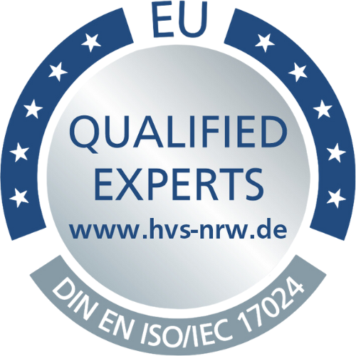 Entdecken Sie ein professionelles Logo mit dem Schriftzug "Qualified Experts for Euro-Zert". Dieses Design steht für Kompetenz und Zertifizierung in Europa. Ideal für Ihre geschäftlichen oder themenbezogenen Inhalte.