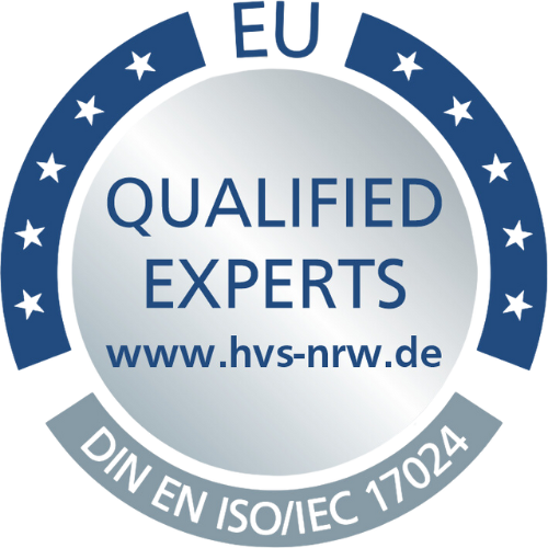 Entdecken Sie ein professionelles Logo mit dem Schriftzug "Qualified Experts for Euro-Zert". Dieses Design steht für Kompetenz und Zertifizierung in Europa. Ideal für Ihre geschäftlichen oder themenbezogenen Inhalte.